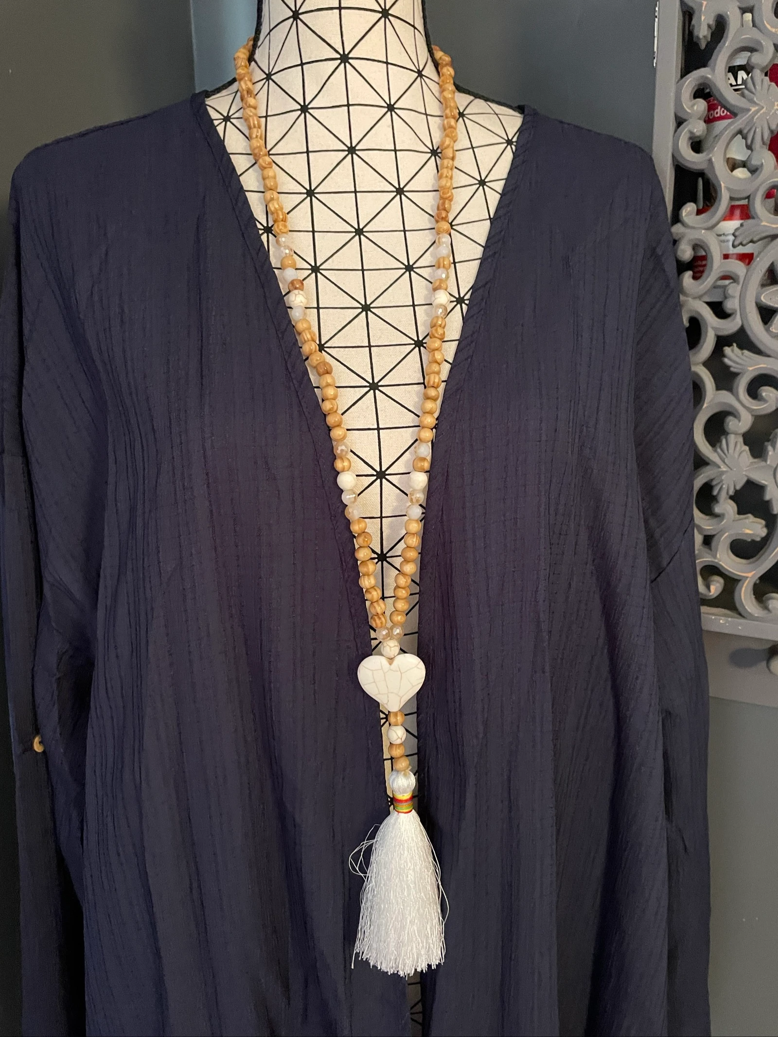 💖 lange cardigan vest lichtblauwe marine fluïde mouwen verstelbare zakken grote maat 58 💖 – photo 4